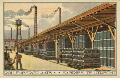 603210 Gezicgt op de rollenbergplaats van de N.V. Utrechtsche Asphaltfebriek v.h. Firma Stein & Takken (Gansstraat 132) ...